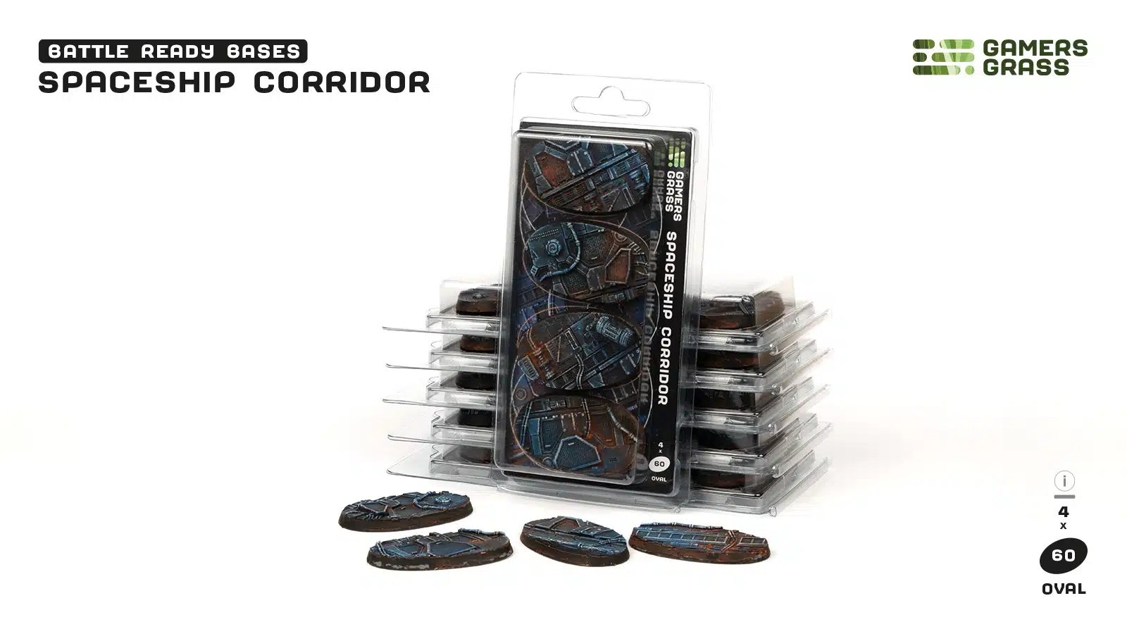 Spaceship Corridor Bases, Oval 60mm (x4)
