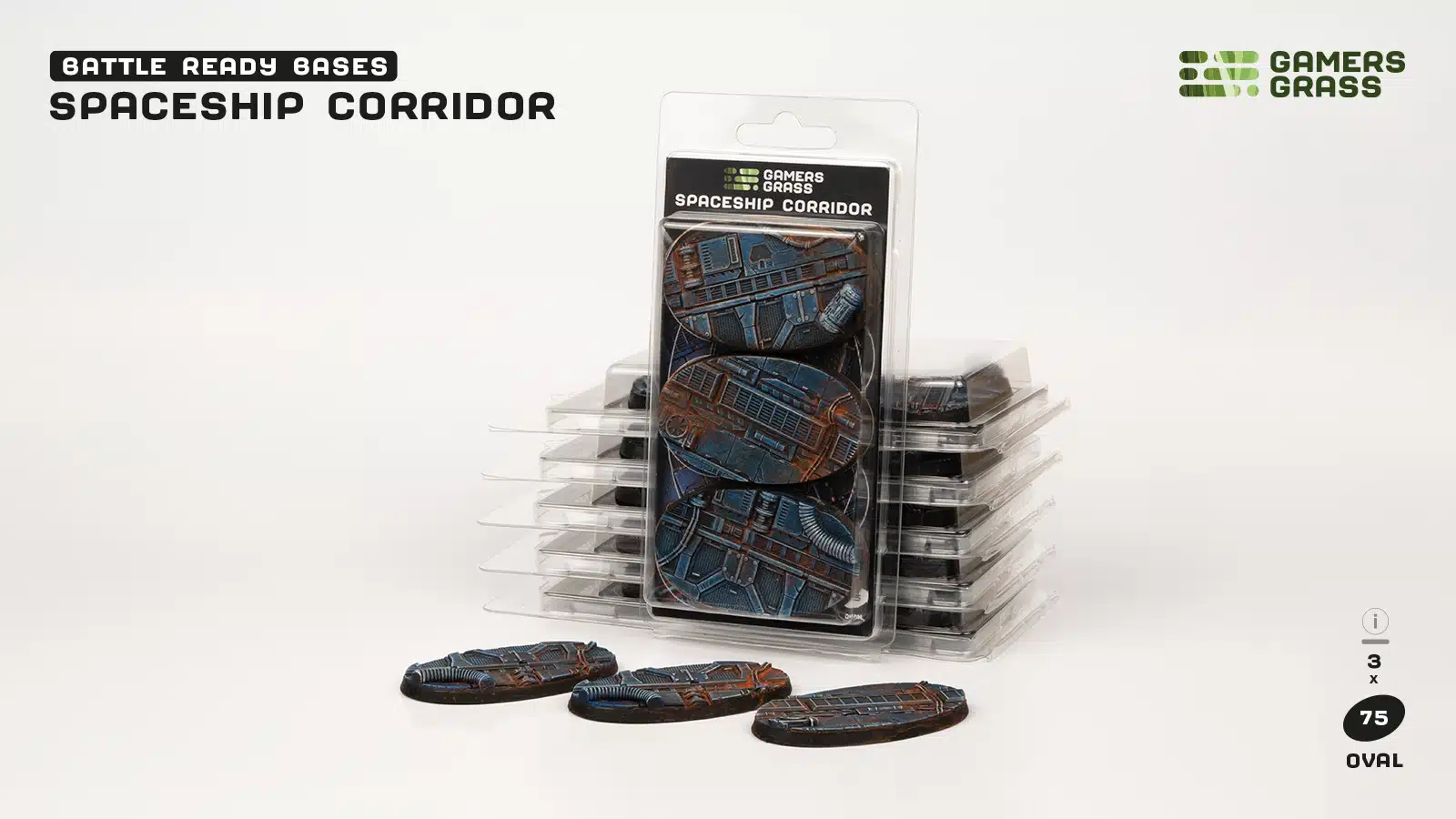 Spaceship Corridor Bases, Oval 75mm (x3)
