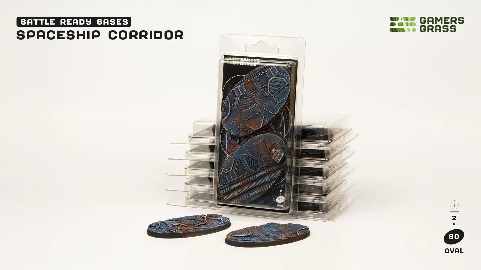 Spaceship Corridor Bases, Oval 90mm (x2)